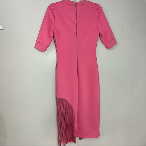 NWT Alice + Olivia Pink Midi Dress | Fringe | Cocktail Gown | Wedding Guest - Picture 8 of 17